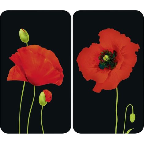 Wenko Glasabdeckplatte Universal Mohn, 2er Set für alle Herdarten (1/5)