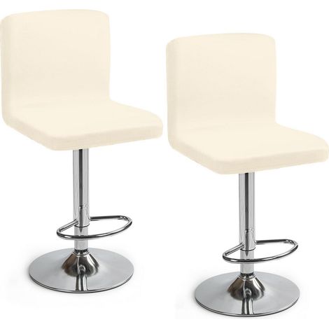 Barhocker-Schonbezüge 2er Set, Stretch Hussen für Bar & Esszimmer, Cremeweiß (1/5)