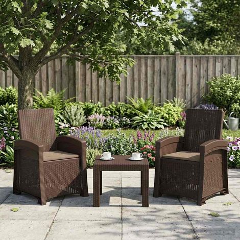 Teenpull – Liegesessel Garten Rattan-Optik 2 pcs Braun und Taupe PP (1/5)
