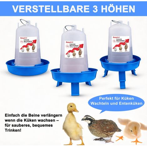 Kit Mangeoire et Abreuvoir pour Poussins - Distributeur de Nourriture et d'Eau pour Volailles, Canetons, Cailles, Hauteur Réglable, Plastique Sans BPA (1/5)