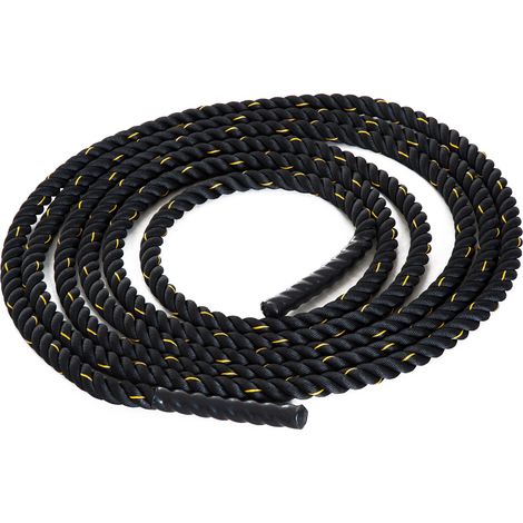 Corde de combat Ø38 mm Longueur 9 m Corde de combat d'entraînement, de force et de fitness en polyester ultra résistant noir (1/5)