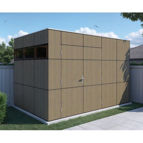 Abri de jardin HPL 2 Bertilo Milano Grigio effet bois 7,14m² (1/5)