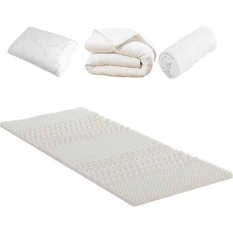 OLYMPE LITERIE Pack Surmatelas + Protège matelas + Couette + Oreiller 90x190 cm (1/5)