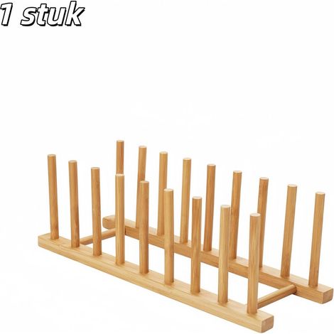 pièce - Étagère de rangement - Organisateur d'ustensiles de cuisine en bambou - Égouttoir - Gain de place - Convient pour les plans de travail, les placards, les étagères de chambre, etc. - Huit compa (1/5)