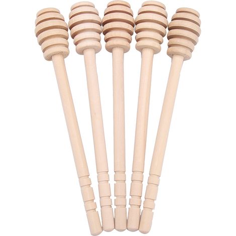 24 bâtonnets en bois pour verser le miel, la confiture et le sirop, avec tige pour mélanger, ustensiles de cuisine (16 cm) (1/5)