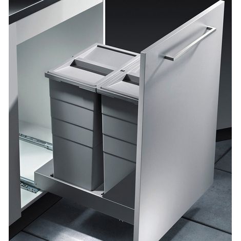 Hailo – Poubelle sous évier 60L – 2 bacs amovibles 29L – Encastrable pour meubles coulissants – Glissières Soft-Close (1/4)