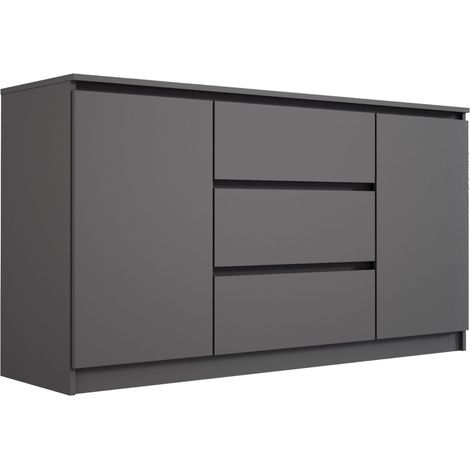 Cassettiera, Antracite, 3 cassetti, 140 x 39 x 79 cm, (1/4)