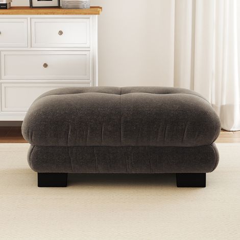 Pouf en velours marron pour salon, siège Ottoman design, repose-pieds carré 45cm, accessoire déco Paris, lot de 1, idéal chambre ou bureau (1/5)