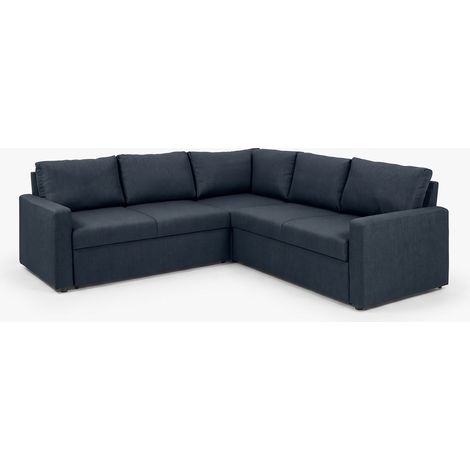 Sacramento Ecksofa versteckte Aufbewahrung und ausziehbares Bett dunkelblau. (1/5)