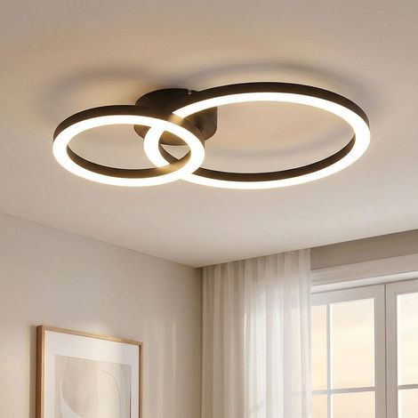 Deckenleuchte Wohnzimmerleuchte Deckenlampe LED Ringe Design schwarz L 42 cm