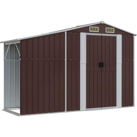 Casetta da giardino casetta per capanni casetta per riporre gli attrezzi casetta per esterni robusta 277 x 93 x 179 cm acciaio zincato marrone 020022287