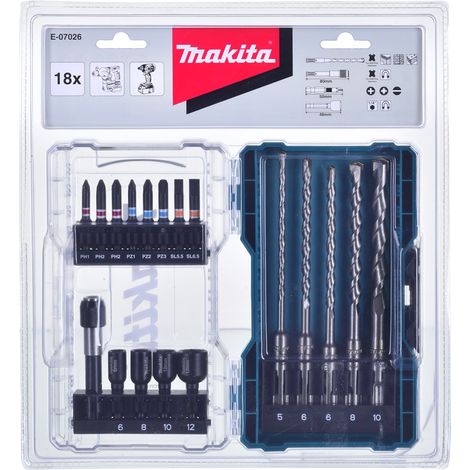 MAKITA E-07026 ESTUCHE DE PUNTAS Y BROCAS PARA SDS-PLUS (18 PCS)