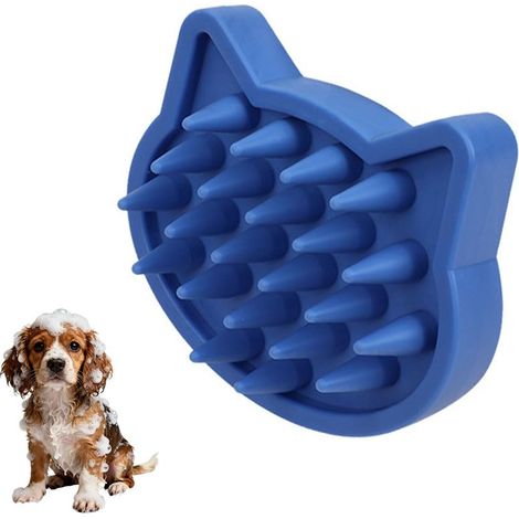 Mignonne brosse de bain pour animaux — Brosse de toilettage pour chats et chiens, idéale pour le bain, le massage apaisant, le nettoyage en profondeur et l'élimination des poils morts. (1/5)