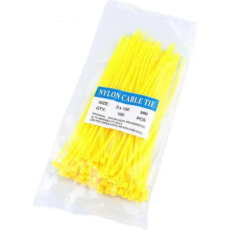 100 Stück/Set Kabelbinder, selbstverriegelnd, gute Isolierung, 7 Farben, robuste Kabelbinder für Zuhause-Yellow