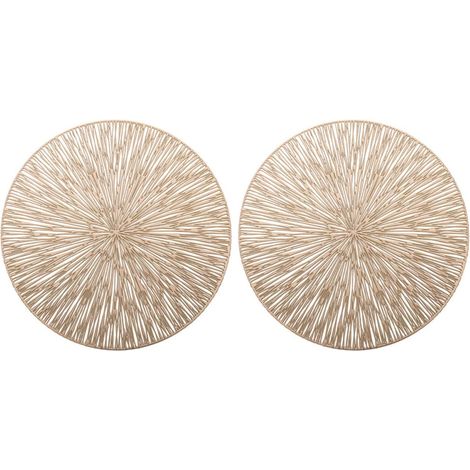Set de Table Rond en PVC Or 2 Pièces Design Creux Créatif, Résistant la Chaleur et Isolant Thermique, pour Buffet et Fête Personnelle (1/5)