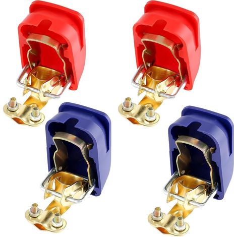 2 Paires Adaptateur de Bornes de Batteries, 12V Connecteur Batterie Voiture, Pinces Rapides de Adaptateurs de Pôle de Batterie Positives et Négatives pour Voiture, Bateau, Moto, Camion(Rouge/Bleu) (1/5)
