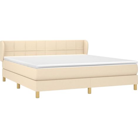 Cama box spring con colchón tela color crema 160x200 cm vidaXL (1/4)