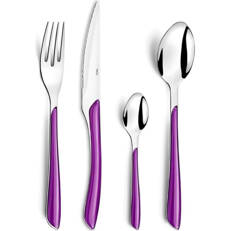 Eclat Ménagère 24 couverts acier inox 18/0 Pour 6 personnes, Violet (1/5)