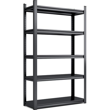 Scaffale metallico 5 ripiani, portata 650 kg, regolabile, nero, 198 x 120 x 45,7 cm (1/5)