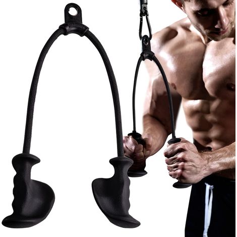 1 Corde de musculation, poignée antidérapante, nylon tressé, 91 cm, pour extension triceps et tirage (1/5)