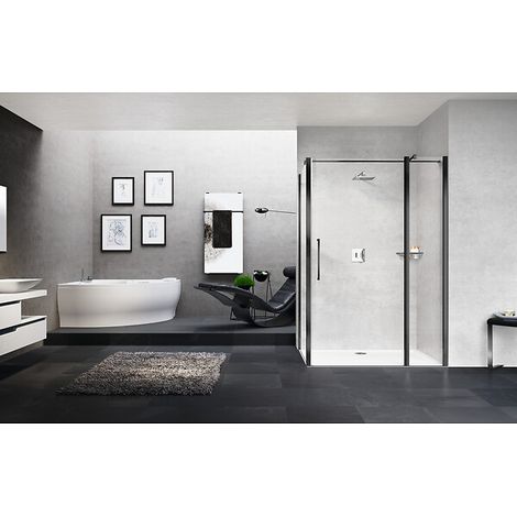 Porte de douche pivotante + fixe en alignement Young 2P+F 117-119 verre transparent profilé Silver - NOVELLINI DIFFUSION FRANCE
