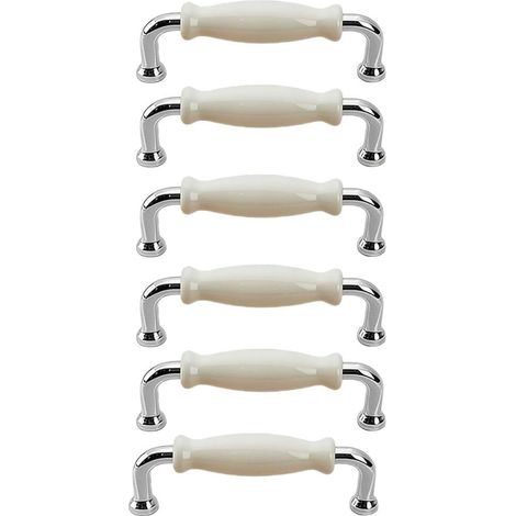 6-teiliges Schrankgriffset, Schrankgriff aus Keramik-Zink-Legierung, Küchenschubladentürgriffe (Lochabstand: 96 mm) (1/5)