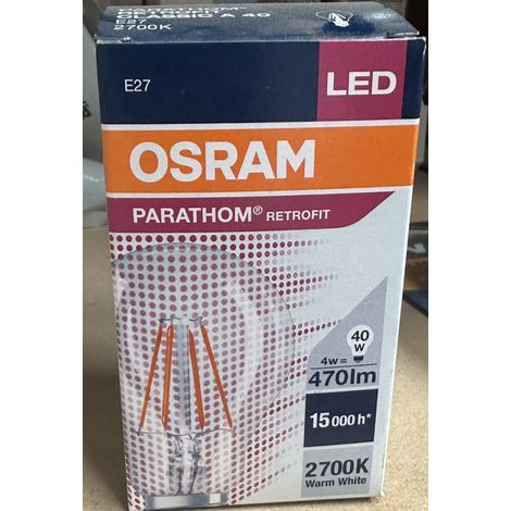 Ampoule filament poire CLA40 culot E27 Ø 60x105mm LED 4W 2700K 470lm 300° non-dimmable RetroFit LEDVANCE (1/2)