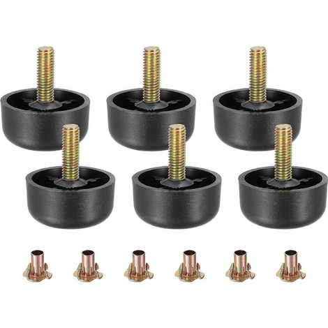Ce lot de 6 pieds de meubles en plastique mesure 4 cm x 2 cm. Les pieds de canapé sont fournis avec des boulons M8 et sont compatibles avec les chaises, les armoires, les lits, etc. (1/5)