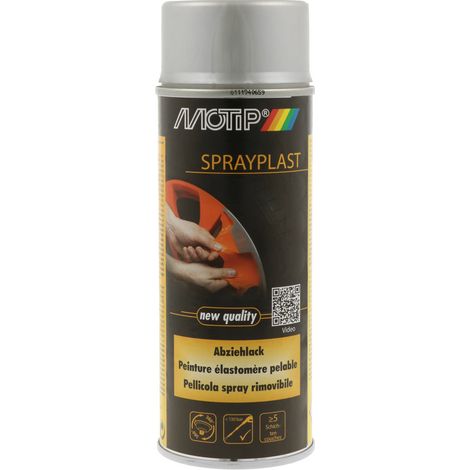 PEINTURE PELABLE ESLASTOMERE SPRAYPLAST GRIS BRILLANT AEROSOL 400ML MOTIP