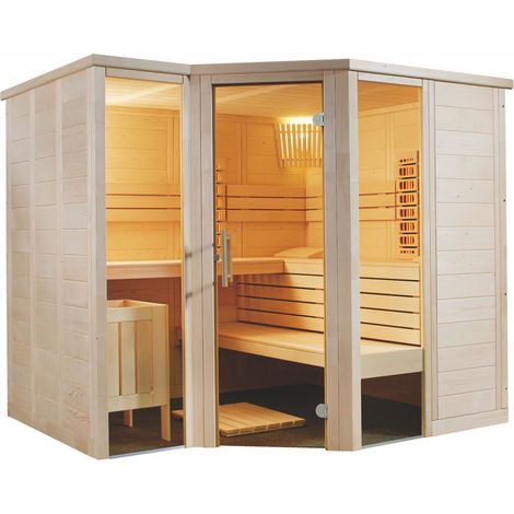 Sentiotec Arktis Infra+ Massivsauna Saunakabine Inkl. 2 Vollspektrumstrahler 234x206x204 cm (1/2)