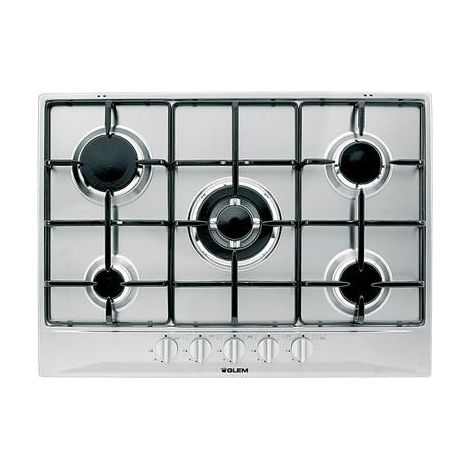 Glem Gas P5GFXV piano cottura Nero Acciaio inox Da incasso 70 cm 5 Fornelli (1/3)