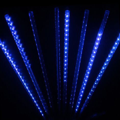 Guirlande lumineuse LED effet pluie de météores 50 cm, 8 tubes, 384 LED, pour décoration de sapin de Noël et fêtes. (1/5)