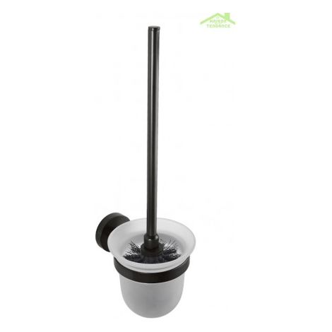 BEMETA Nero Porte-balai de WC mural en laiton noir et bol en verre 37x14x9,5cm (104113010) (1/5)
