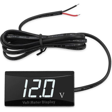 12V Digitalvoltmeter mit universeller LED-Anzeige für Auto und Motorrad, weißes Licht (1/5)