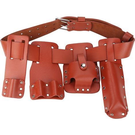 Pochette à outils en cuir, 5 en 1, multifonction, porte-outils, ceinture, idéal pour échafaudage, outil de travail pour placer la clé à levier, marteau, etc. (1/5)