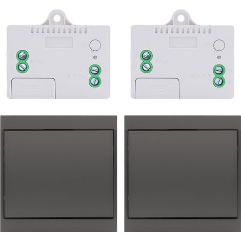 Interrupteur sans fil avec récepteur, interrupteur sans fil auto-alimenté pour lampe, étanche, aucun câblage requis (2 récepteur + 2 interrupteur) (1/5)