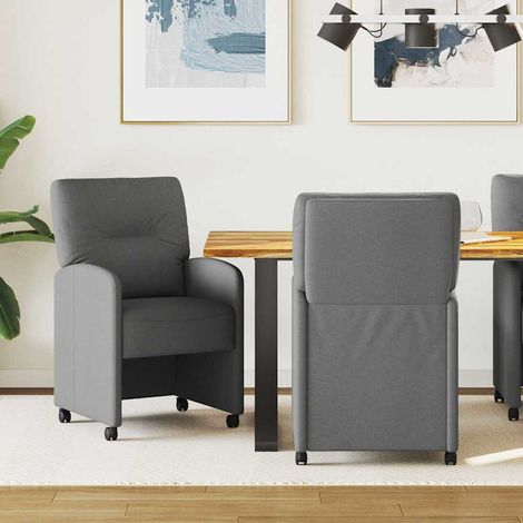 Esszimmerstühle mit Rollen 2 pcs Dunkelgrau 57 x 67 x 95 cm