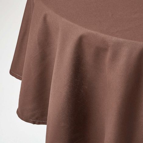 HOMESCAPES Tischdecke aus 100% Baumwolle, 180 cm, braun (1/5)