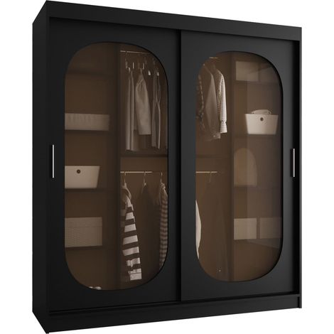 Armario Hartford 520, Negro, 200x180x62cm, Puertas de armario: Correderas, Número de estantes: 0