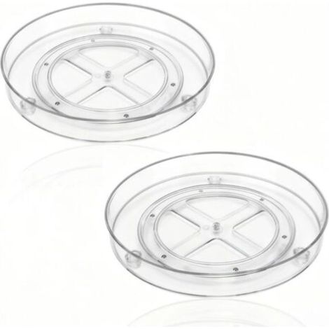 2 Pièces Rotation à 360° Porte Épices Rotatif Plateau Tournant Frigo Transparent Plateau à Epices Tournant 235 cm de Diamètre pour Ranger Cosmétiques Épices Petits Outils