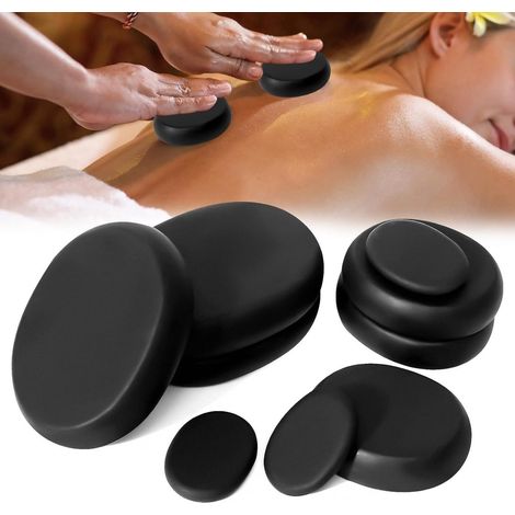 Set di 9 grandi pietre di basalto per massaggi con pietre calde, trattamenti spa e tecniche di rilassamento. (1/5)