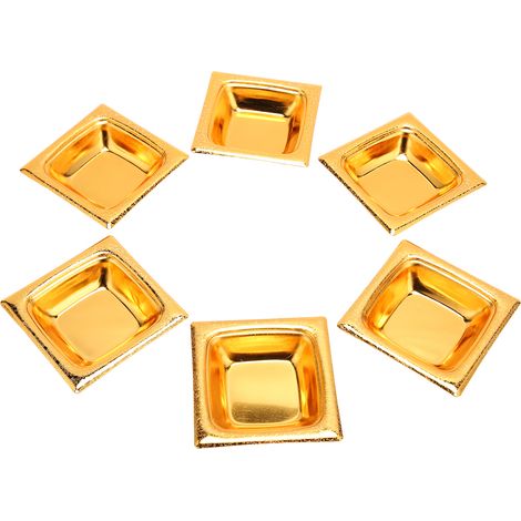 Ensemble de 6 plats empilables rétro dorés en acier inoxydable pour salade, dessert, gâteau ou sauce. (1/5)