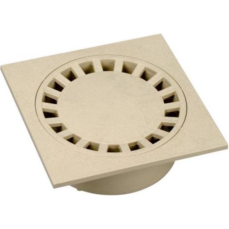 Siphon de cour - Dimensions : 150x150 - couleur : Sable - Sorties Ø 40-50-125 (1/2)