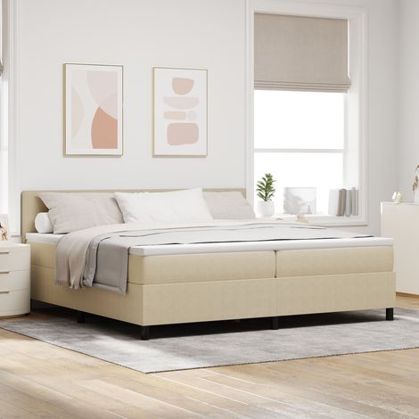 Box Spring Bed Manual Light Grey and White 203 x 200 x 88 cm vidaXL (1/5)