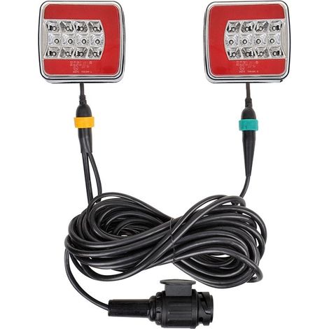 Feux de remorque LED 4F avec aimants 7,5+2,5M câble 13P.