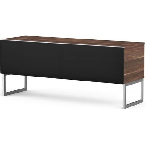 Meuble TV tissu acoustique noir et bois foncé Firenze 120cm (1/5)