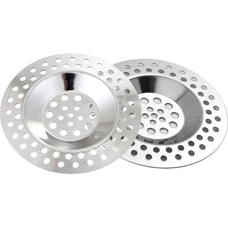 Lot de 2 tamis d'évier en acier inoxydable - Passoire à cheveux pour douche - Passoire à trous - Passoire de douche - Passoire pour évier de cuisine et douche - Facile à nettoyer (1/5)