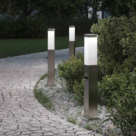 vidaXL Balizas luminosas con sensor, 3 unidades, 50 cm, acero inoxidable, IP44 (1/5)