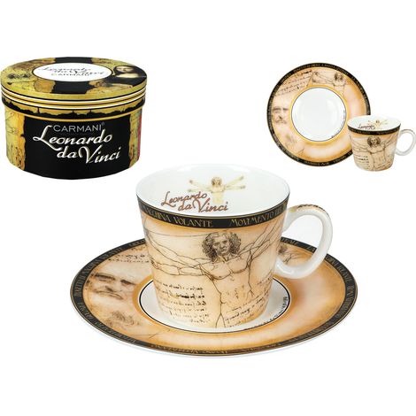 Carmani, taza de espresso 90ml - leonardo DA vinci/Hombre de Vitruvio (1/5)