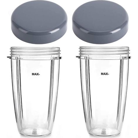 Gobelets de rechange pour blender Nutribullet, gobelet de 710 ml avec couvercle, compatibles avec les blenders/extracteurs de jus Nutribullet 600 W et 900 W (lot de 2) (1/5)